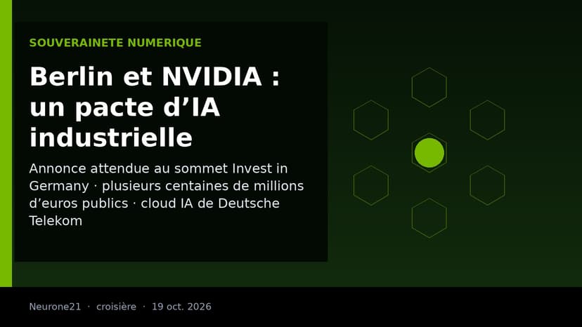 Allemagne et NVIDIA : un pacte d’IA industrielle de plusieurs centaines de millions d’euros attendu ce soir à Berlin