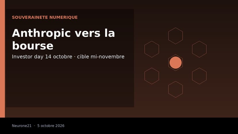 Anthropic vise une introduction en bourse avant Thanksgiving, journée investisseurs le 14 octobre