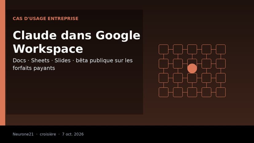 Claude s’installe dans Google Docs, Sheets et Slides, sur le terrain de Gemini
