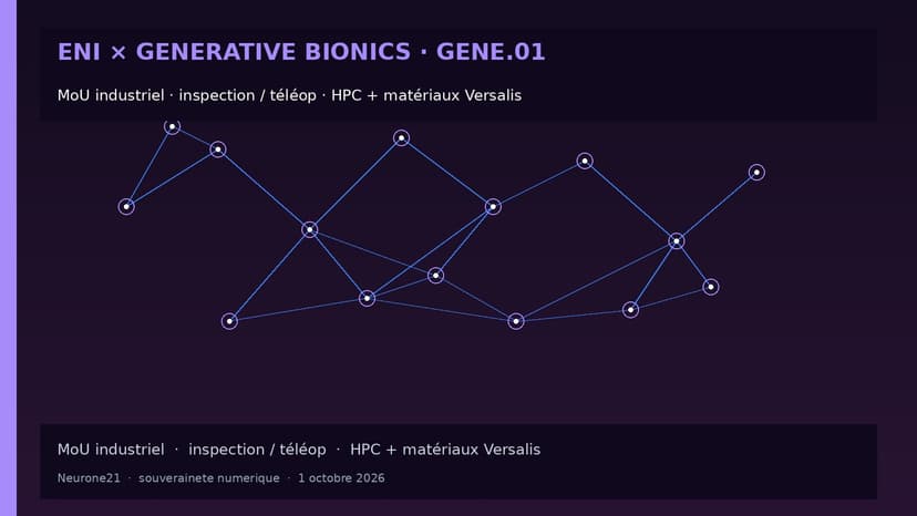 Eni × Generative Bionics : MoU GENE.01 pour tester l’humanoïde en industrie