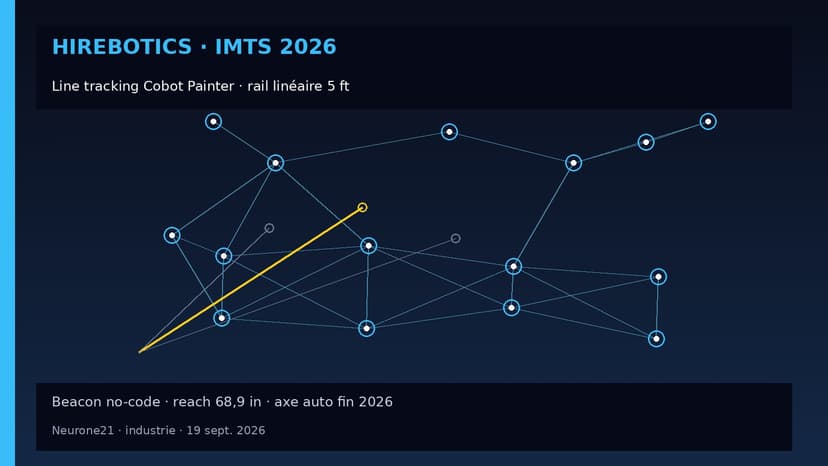 Hirebotics à IMTS 2026 : line tracking Cobot Painter et rail linéaire modulaire