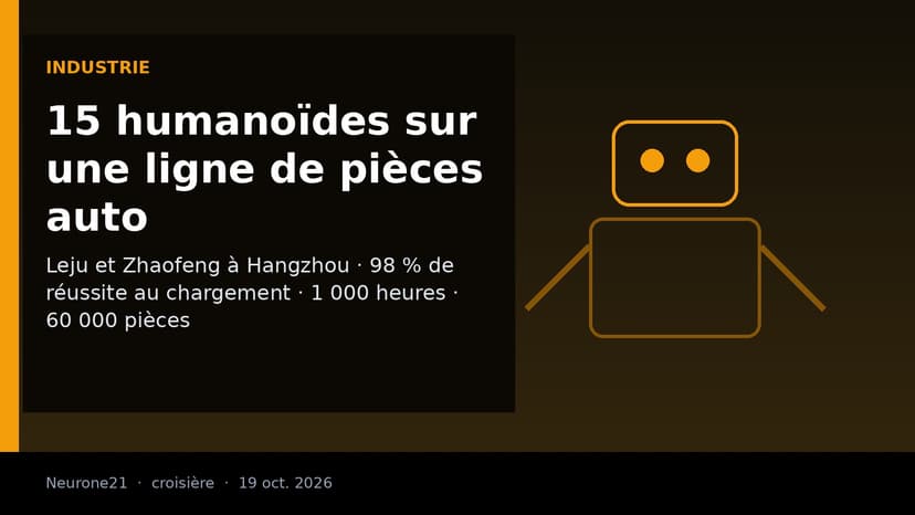 Leju et Zhaofeng mettent 15 humanoïdes au chargement de pièces automobiles à Hangzhou, avec 98 % de réussite