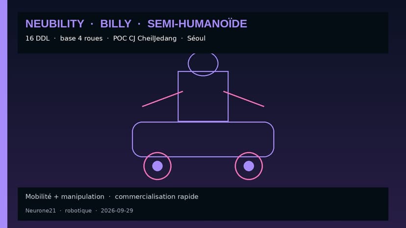 Neubility dévoile Billy, semi-humanoïde à roues, POC chez CJ CheilJedang