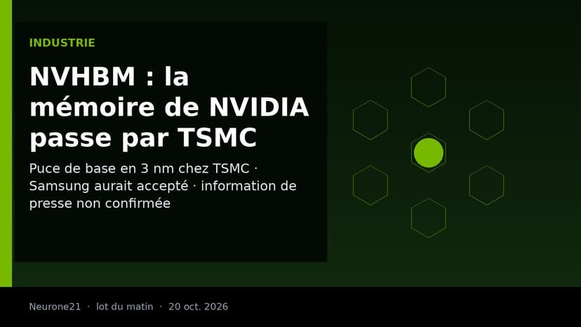 NVHBM : Samsung ferait fabriquer chez TSMC, en 3 nm, la puce de base de la mémoire sur mesure de NVIDIA