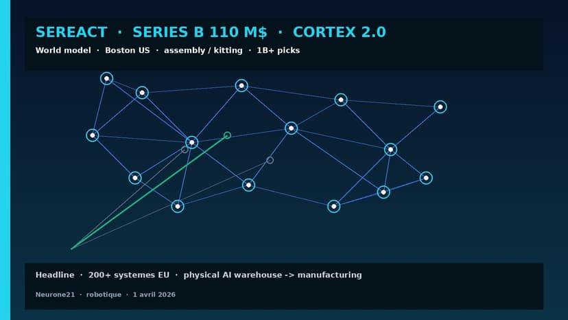 Sereact lève 110 M$ (Series B) : Cortex 2.0, Boston et le pivot assembly/kitting