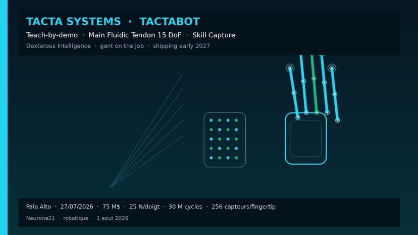 Tacta Systems : TactaBot teach-by-demo — main dextre et skills on the job