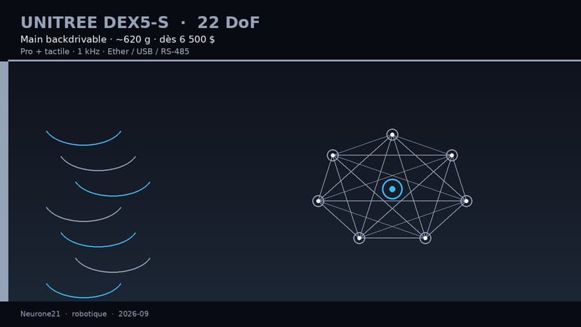 Unitree Dex5-S : main humanoïde 22 DoF actives dès ~6 500 $ / 39 900 RMB