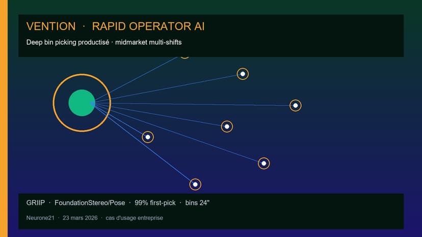 Vention Rapid Operator AI : deep bin picking productisé pour le midmarket multi-shifts