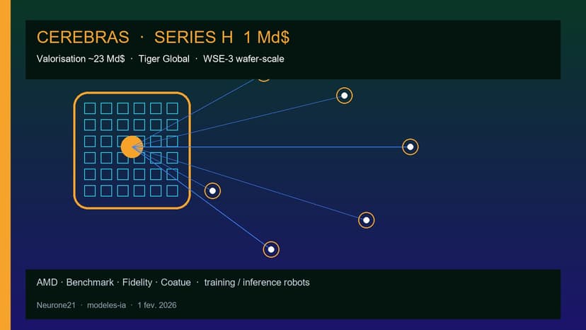 Cerebras : Series H 1 Md$, valorisation 23 Md$ — chips pour entraîner robots & agents
