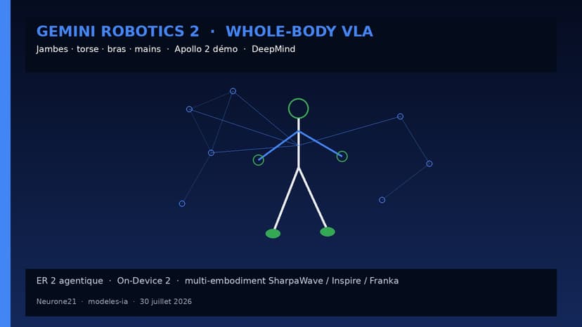 Gemini Robotics 2 : contrôle whole-body pieds → doigts, démo Apollo 2