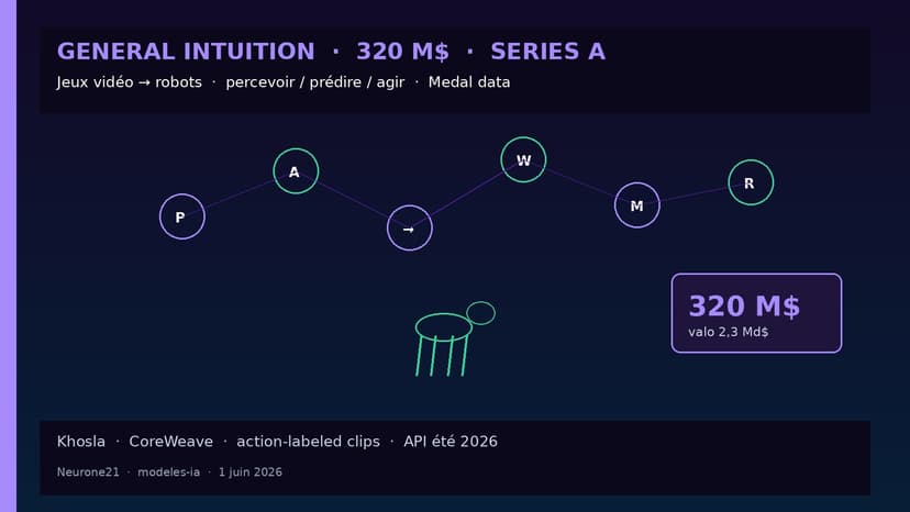 General Intuition lève 320 M$ : des jeux vidéo aux robots (percevoir, prédire, agir)