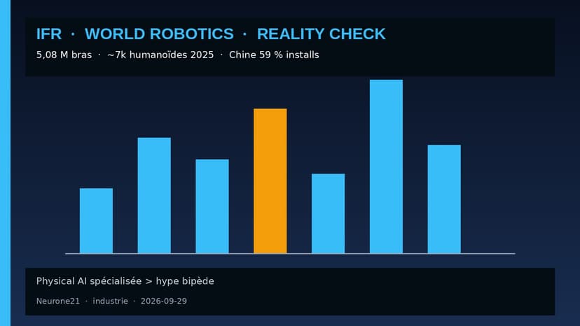 IFR : 5,08 M de robots industriels vs ~7 000 humanoïdes vendus en 2025