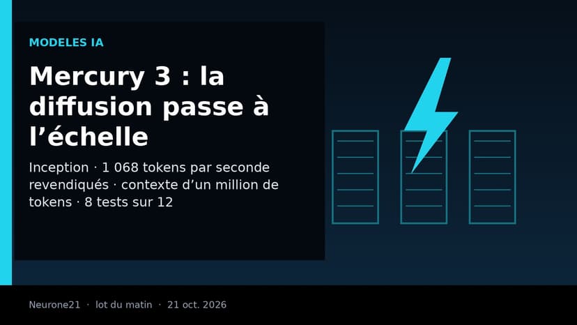 Inception lance Mercury 3 : un modèle de langage par diffusion à plus de 1 000 tokens par seconde