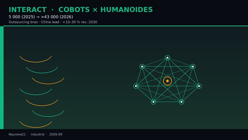 Interact Analysis : cobots livrés aux fabricants d’humanoïdes de 5k (2025) à >43k (2026)