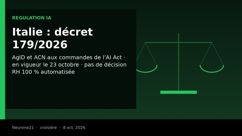 Italie : le décret législatif 179/2026 désigne les gendarmes de l’AI Act et fixe les sanctions