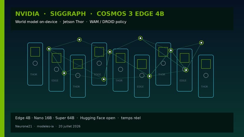 NVIDIA SIGGRAPH Cosmos 3 Edge 4B : world model on-device sur Jetson Thor