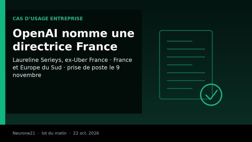 OpenAI nomme sa première directrice pour la France et l’Europe du Sud, Laureline Serieys, venue d’Uber