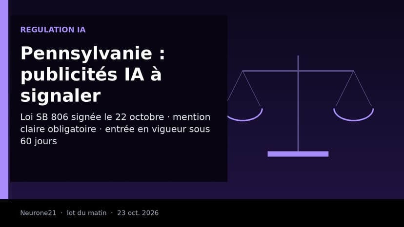 La Pennsylvanie impose une mention obligatoire sur les publicités générées par IA