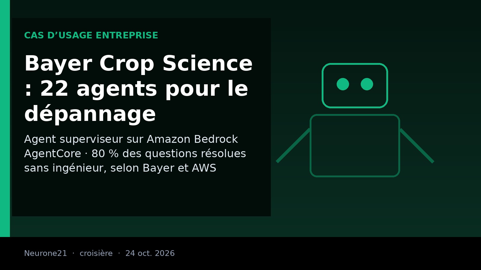 Couverture éditoriale Neurone21 : Bayer Crop Science et ses 22 agents IA sur AWS