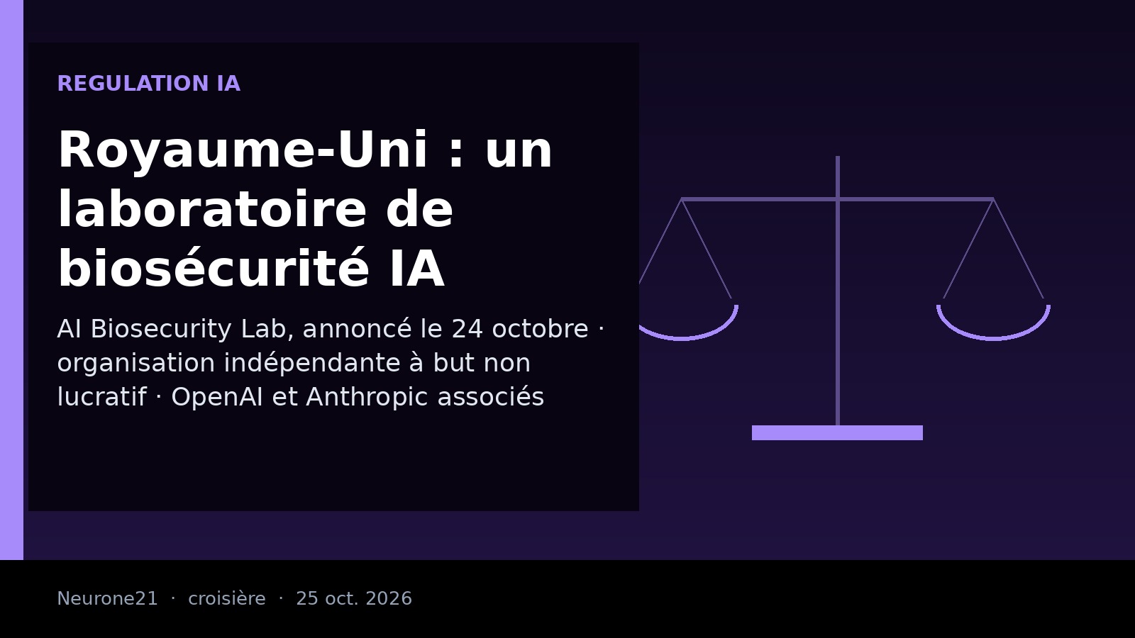 Couverture éditoriale Neurone21 : AI Biosecurity Lab britannique