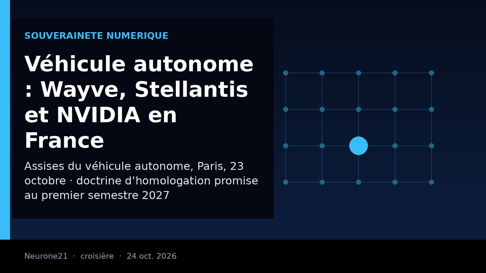 Couverture éditoriale Neurone21 : Wayve, Stellantis et NVIDIA aux Assises du véhicule autonome